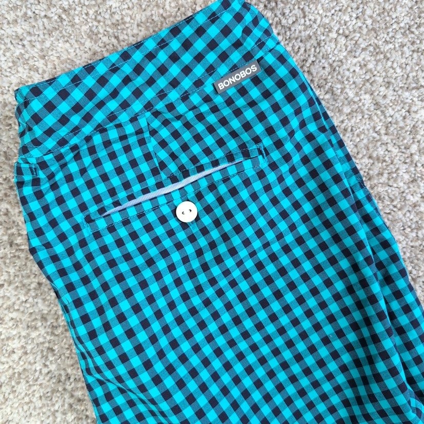 Bonobos Mens Swim Trunks Shorts Blue Black Gingham Plaid 7" Inseam Size 31